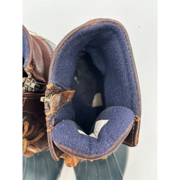 Sperry Saltwater Duck Boots Womens Size 7 Brown Leather Navy Rubber STS91175 - Picture 8 of 14